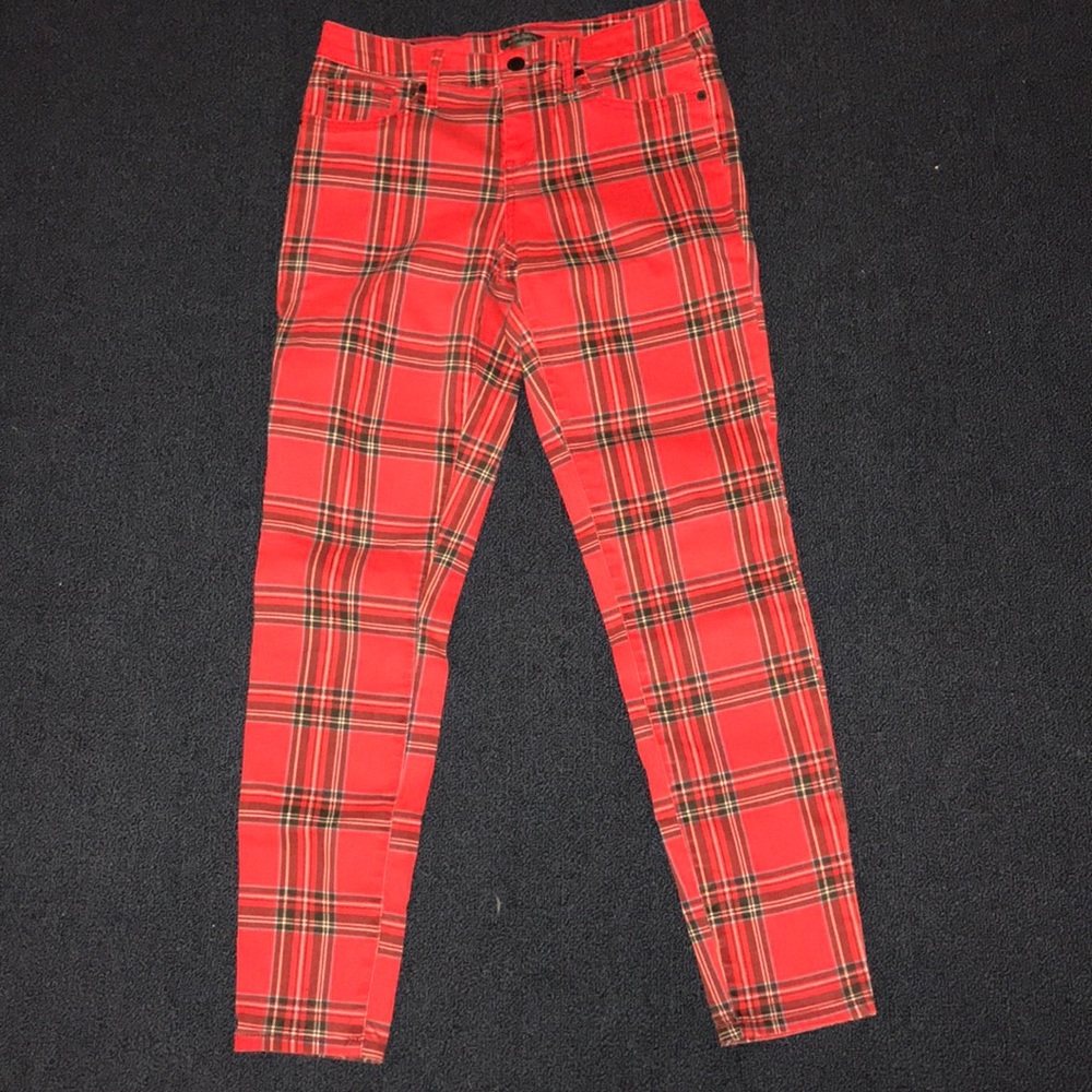 Plaid skinny jeans